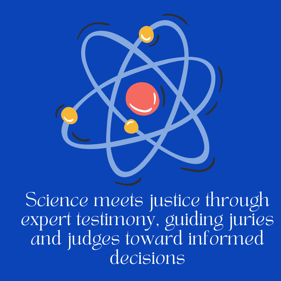Expert witness presenting scientific evidence in a courtroom